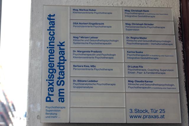 Praxisschild - Praxisgemeinschaft am Stadtpark